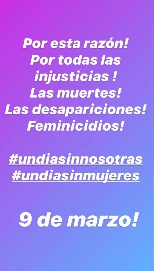 Lizbeth Rodríguez se une a "Un día sin mujeres" 9 de marzo