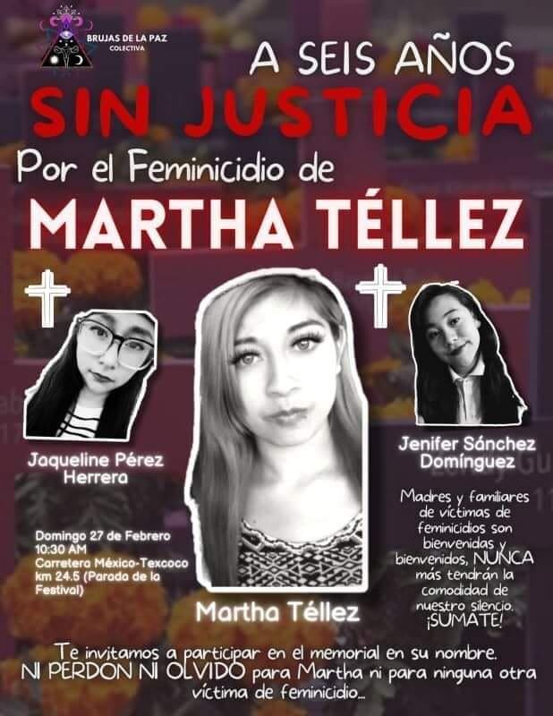 Protesta por el feminicidio de Martha Téllez