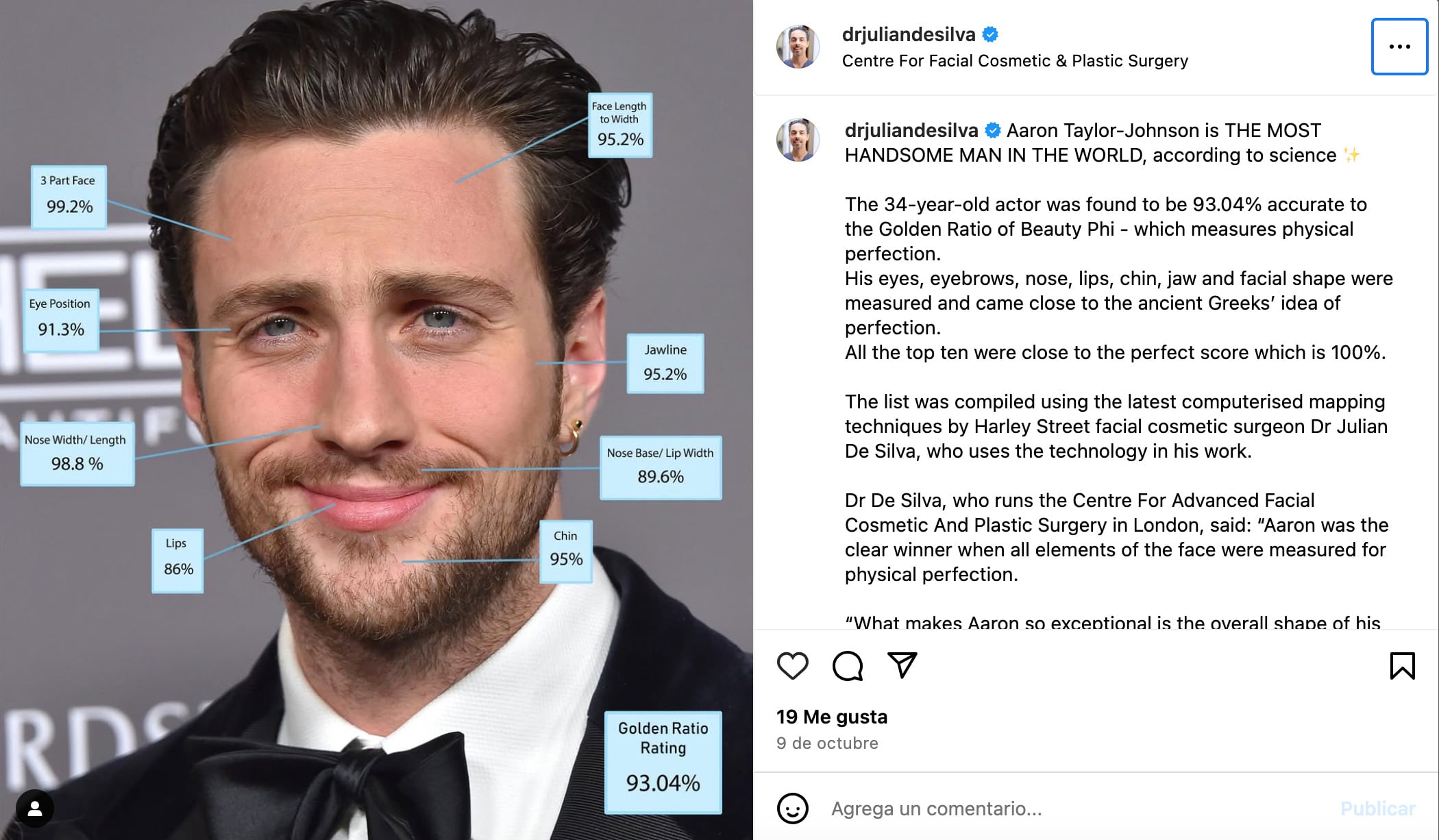 Aaron Taylor Johnson es el hombre más hermoso del mundo 2024 por su proporción áurea