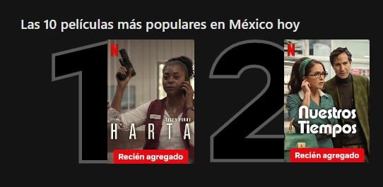 Nuestros Tiempos segundo lugar después de Harta en Netflix