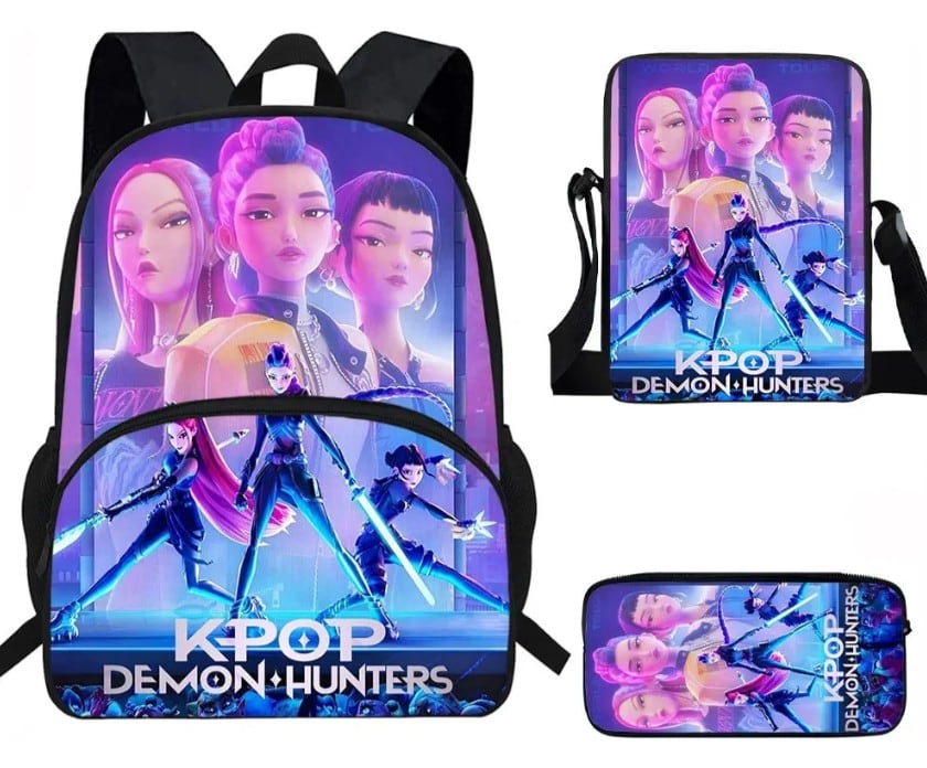 Set De 3 Piezas Mochila Kpop Demon Hunters Para Estudiantes