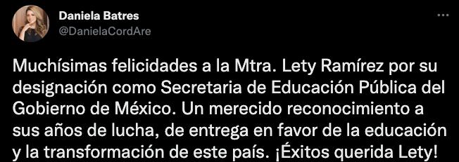Felicitaciones a Leticia Ramírez