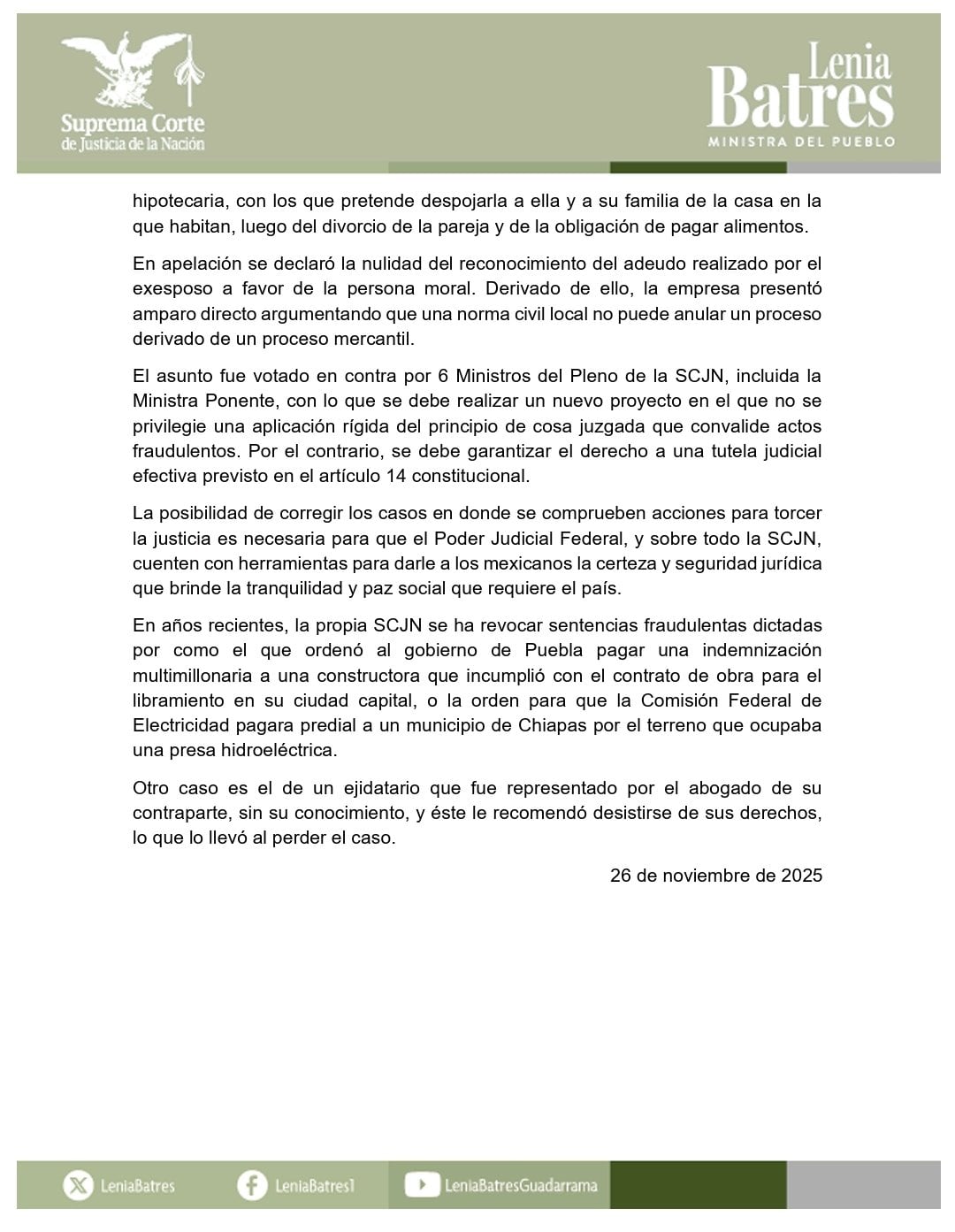 Caso de cosa juzgada fraudulenta en la SCJN