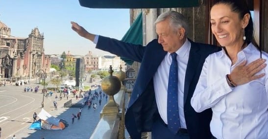 Foto de Claudia Sheinbaum con AMLO