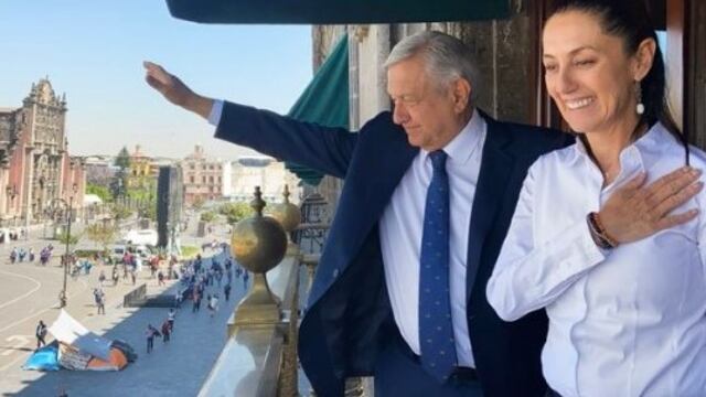 Foto de Claudia Sheinbaum con AMLO