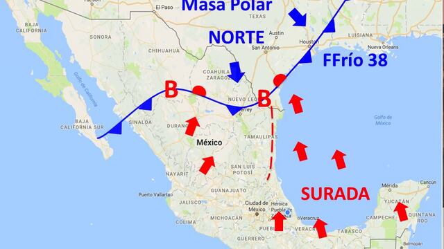 Mapa sobre la Surada en Veracruz