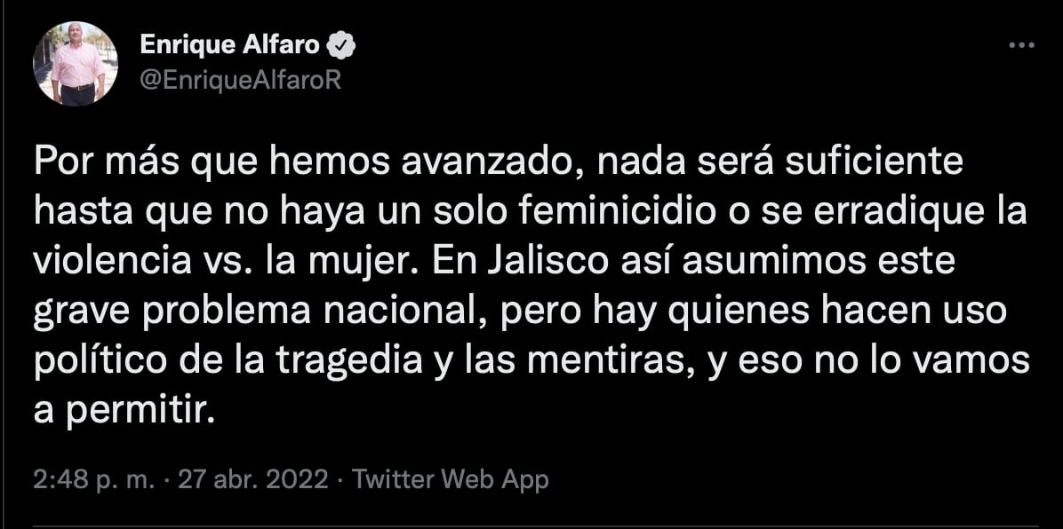 Enrique Alfaro busca acabar con los feminicidios en Jalisco