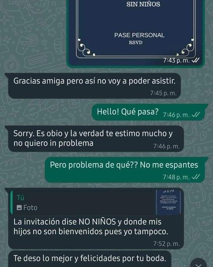 Invitación de una boda donde no admite niños, provoca debate en redes