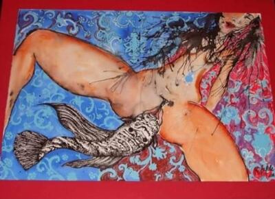 Julieta Olalde. “Quisiera ser un pez”. Técnica mixta/Papel; 2008.