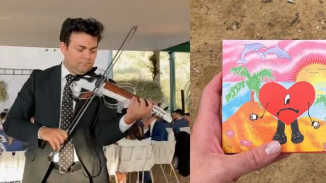 Violinista tocando reguetón en boda