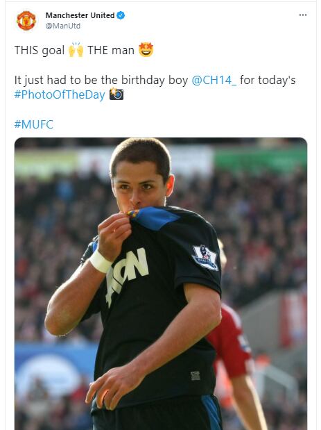 Felicitación del Manchester United al 'Chicharito'.