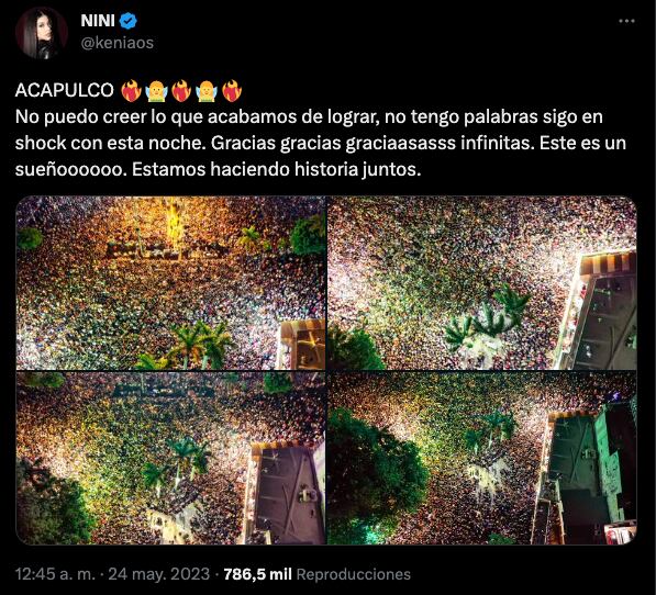 Kenia Os agradece a su fans por su asistencia al concierto en Acapulco