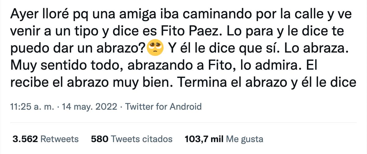 Tuit de la joven que confundió a Fito Paez