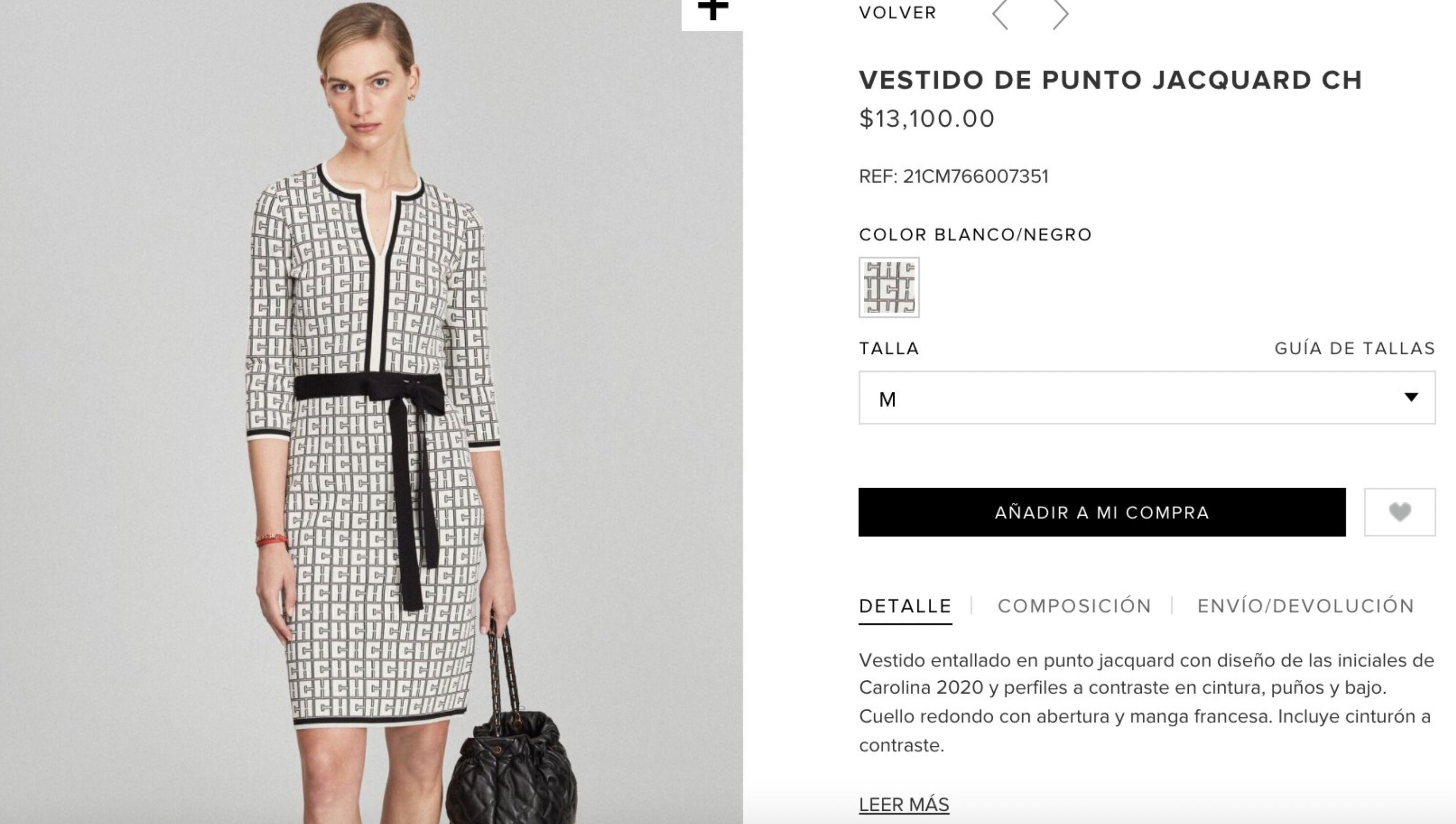 Vestido Carolina Herrera usado por Sandra Cuevas