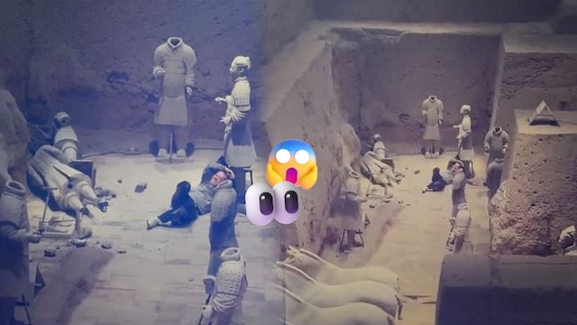 Turista salta a foso y destruye dos estatuas del Ejército de Terracota