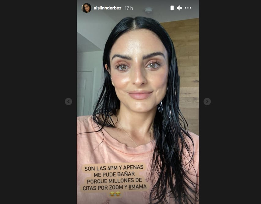 Aislinn Derbez apenas tiene tiempo para bañarse