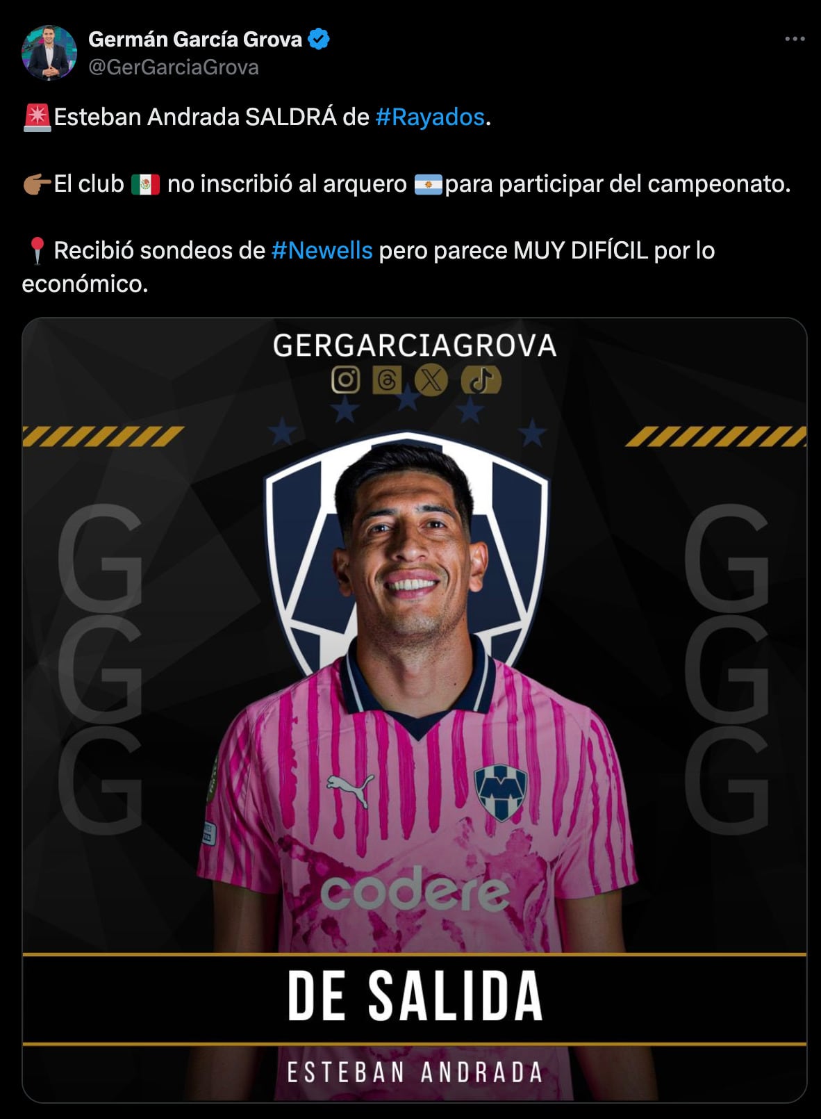 Esteban Andrada podría ser nuevo portero de Newell´s