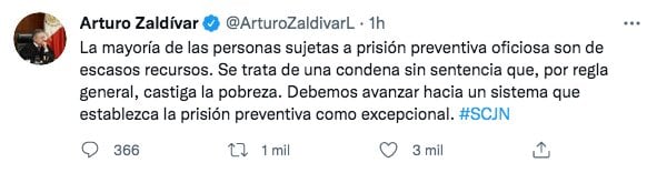 Tuit de Arturo Zaldívar