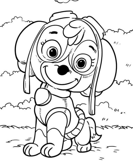 Dibujos de Skye, la perrita de Paw Patrol, con temática de primavera