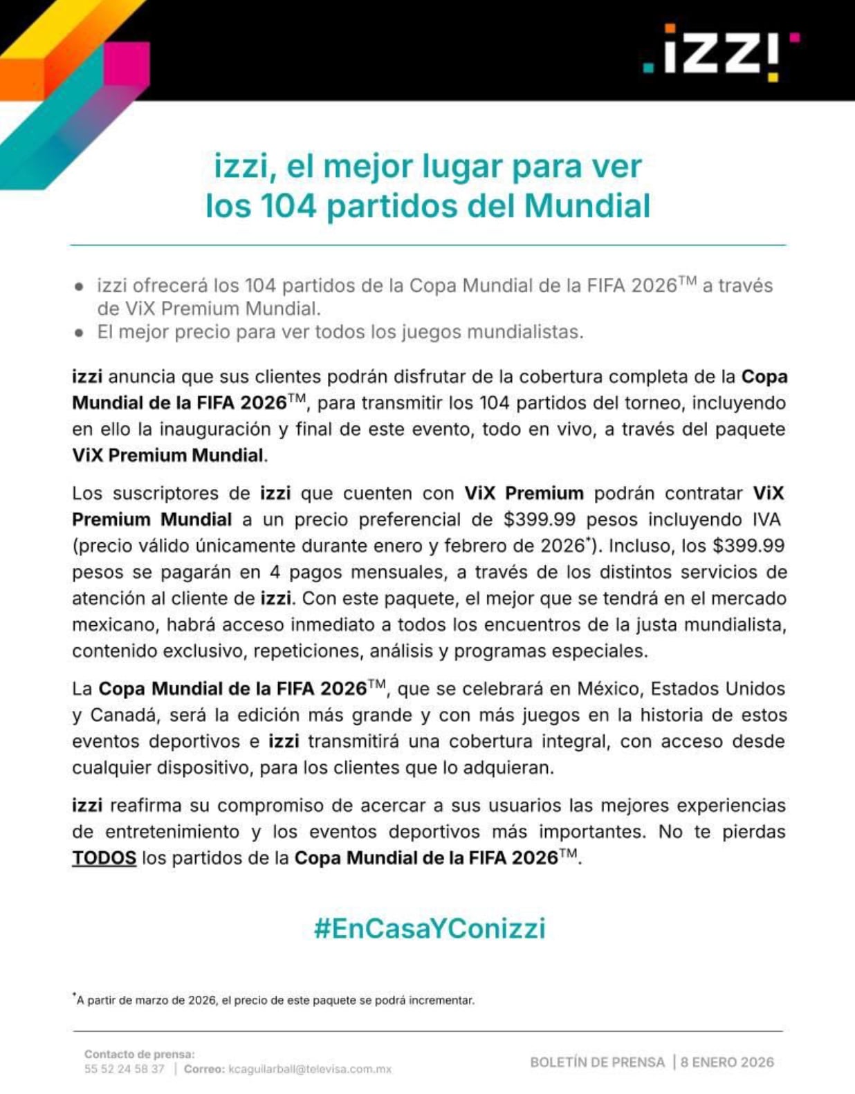 Izzi y ViX anuncian promoción para ver todo el Mundial 2026: Preció y cómo contratar