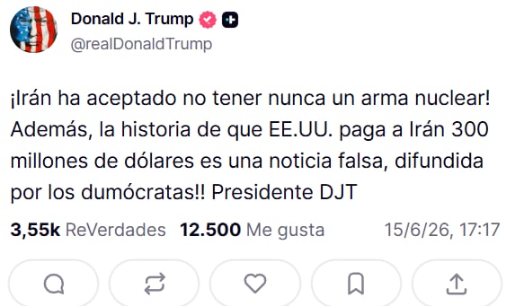 Donald Trump envió un mensaje previo al partido Irán vs Nueva Zelanda