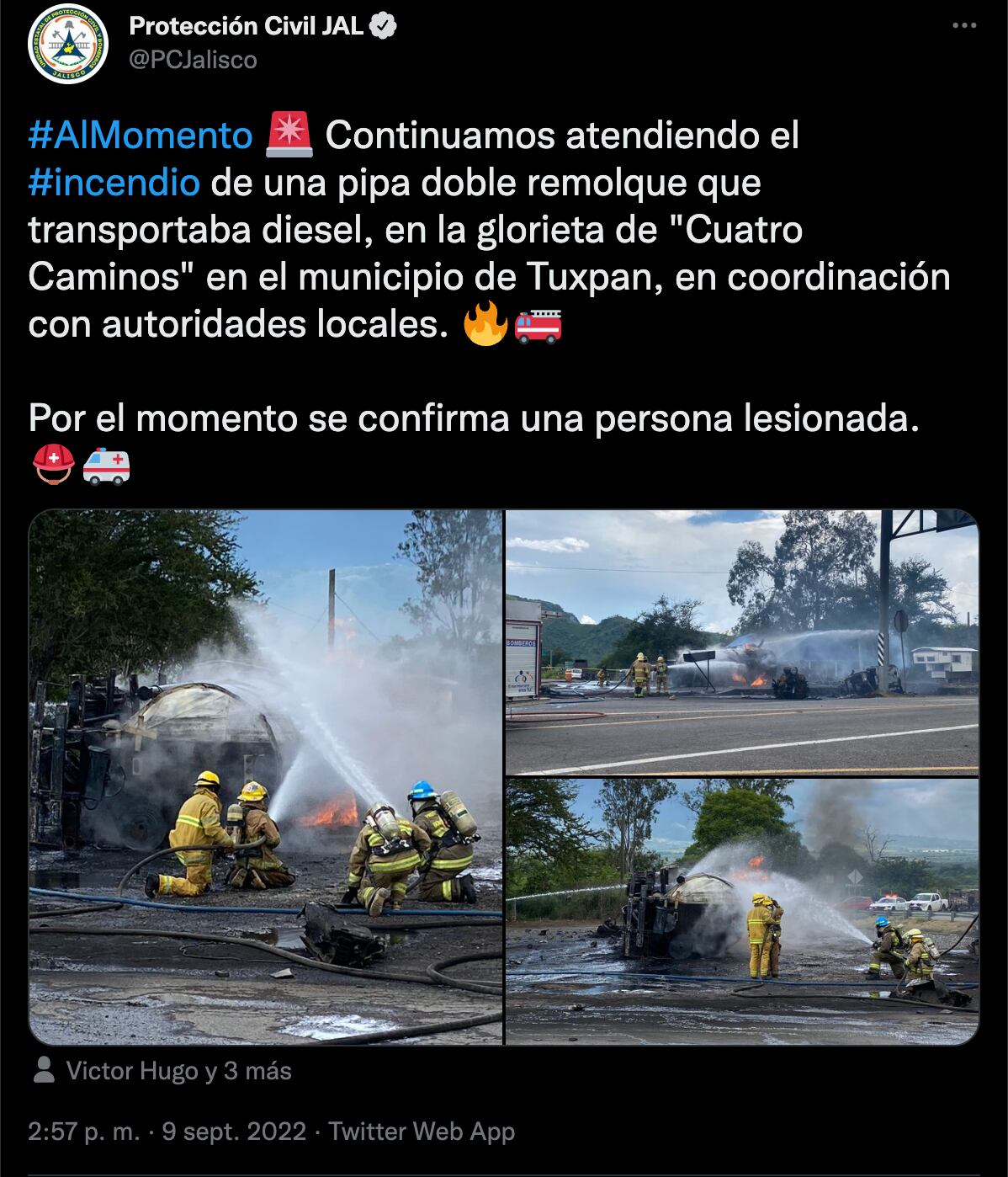 VIDEO: explota pipa en carretera Guadalajara-Colima; hay un muerto y un herido