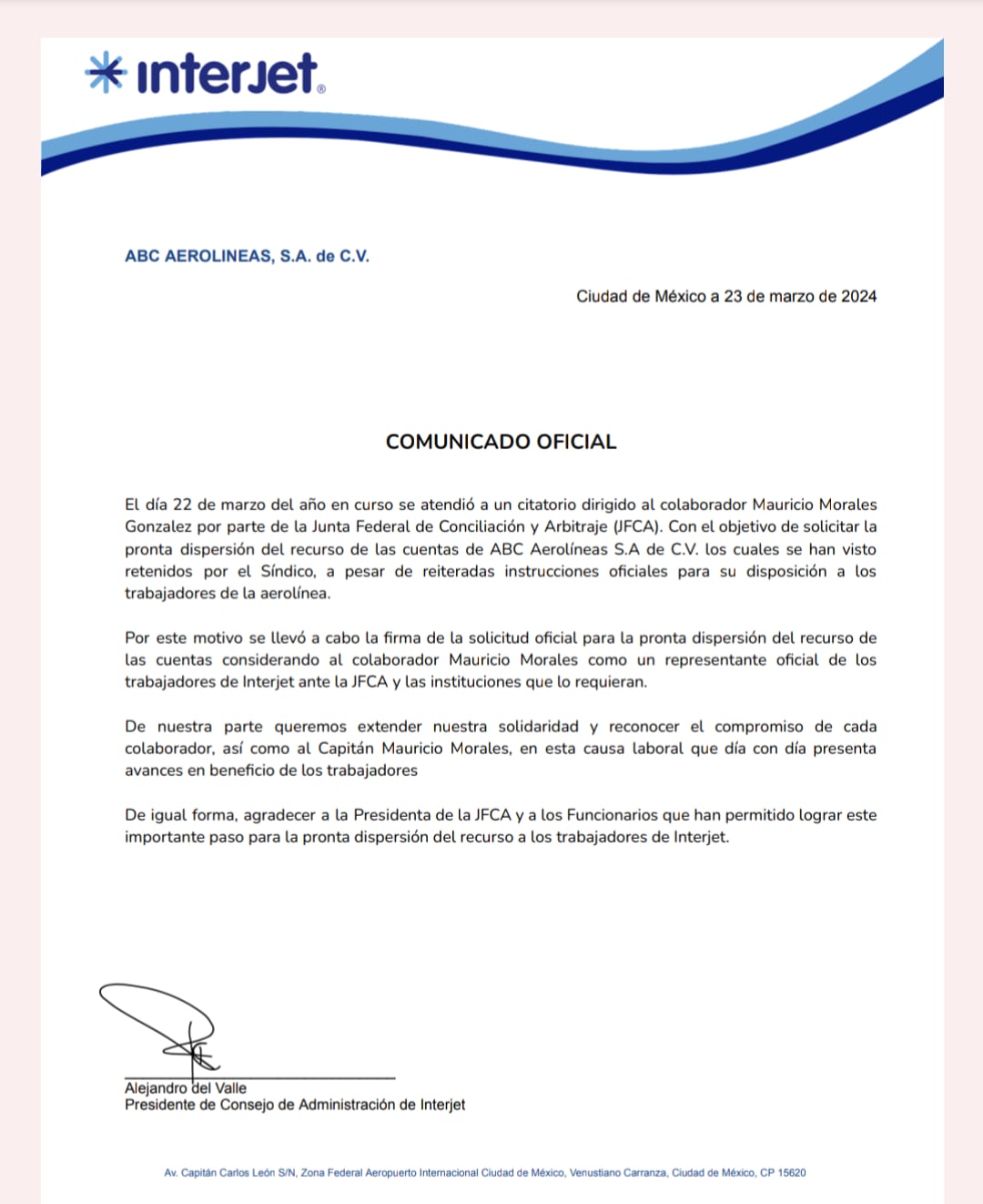 Comunicado de Interjet