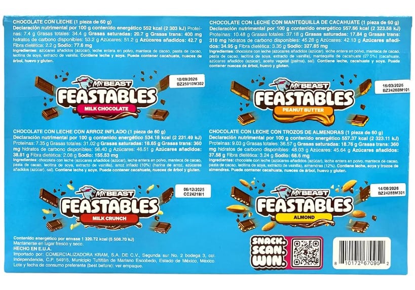 Chocolates Feastables de MrBeast