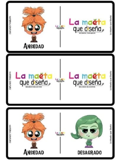 Actividades de Intensamente 2: Dominó para imprimir con todos los personajes