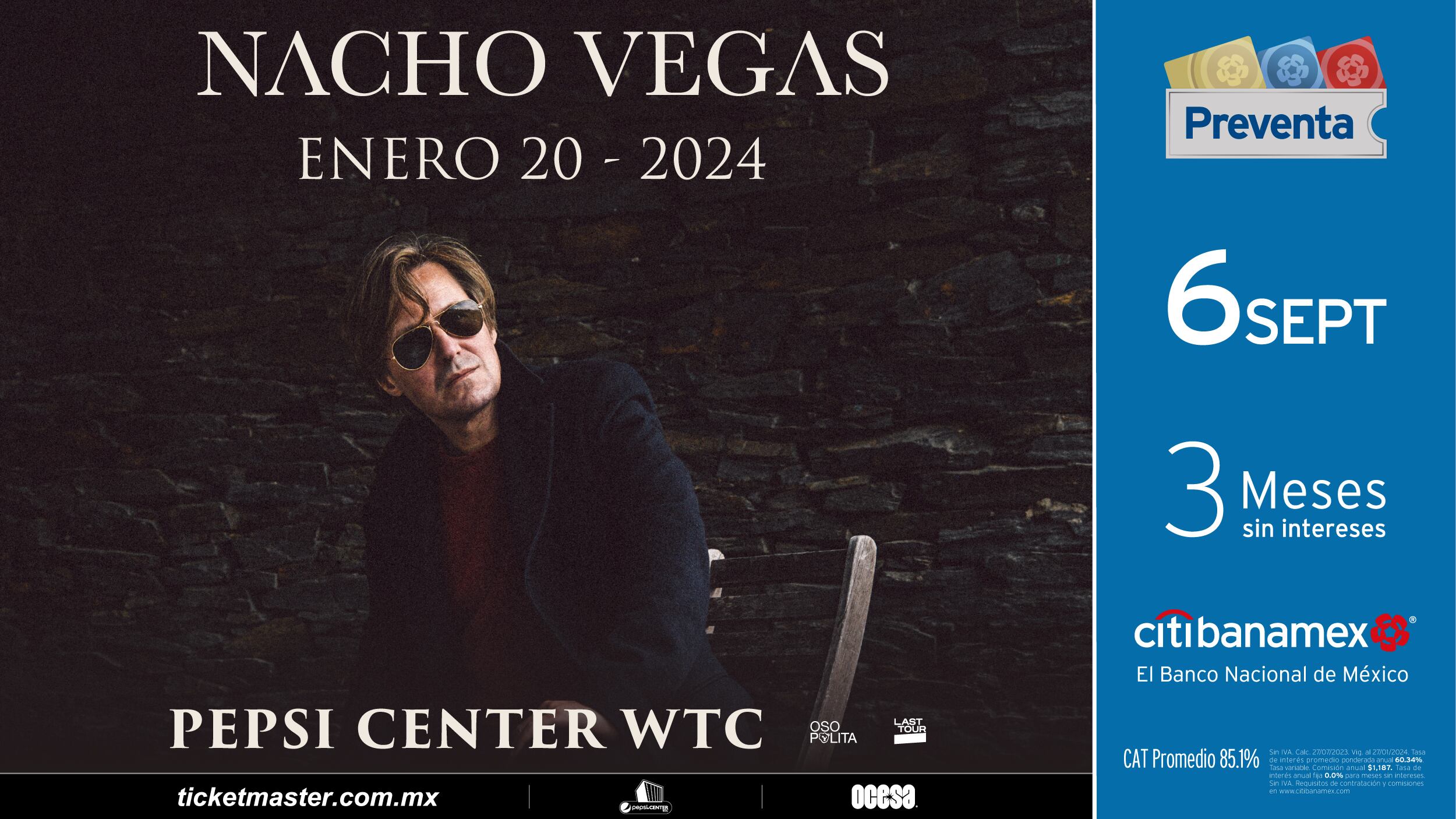 Nacho Vegas concierto en México: Precio de los boletos para verlo en el WTC Center