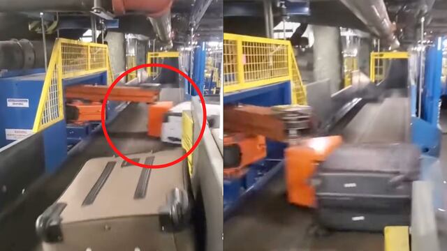 Maletas golpeadas en el aeropuerto