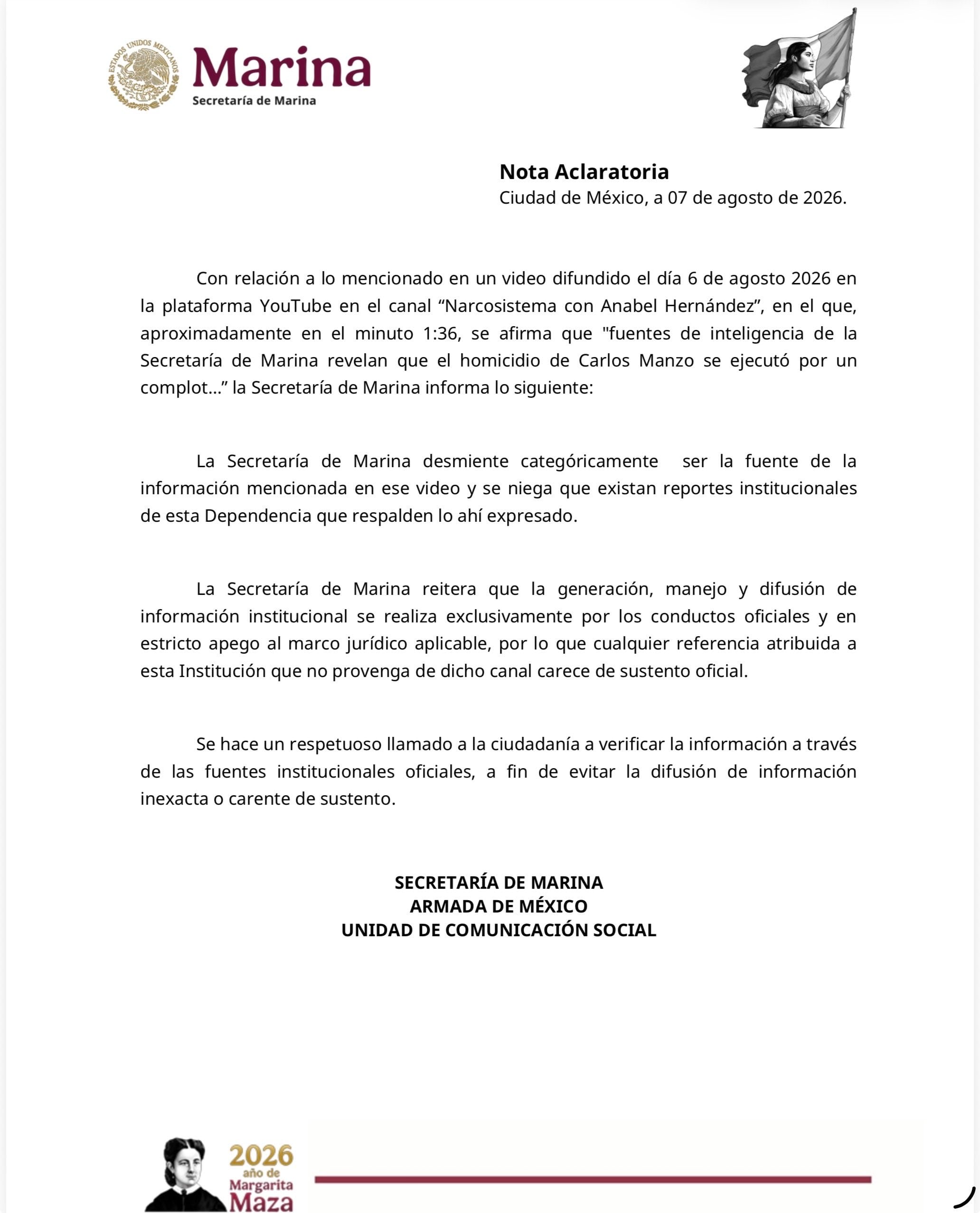 Secretaría de Marina niega ser fuente de Anabel Hernández