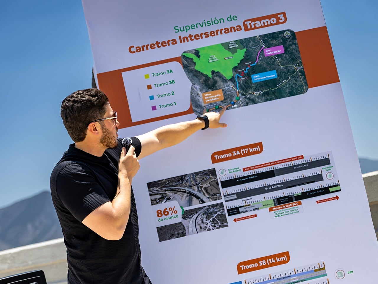 Samuel García supervisa obras de carretera Interserrana