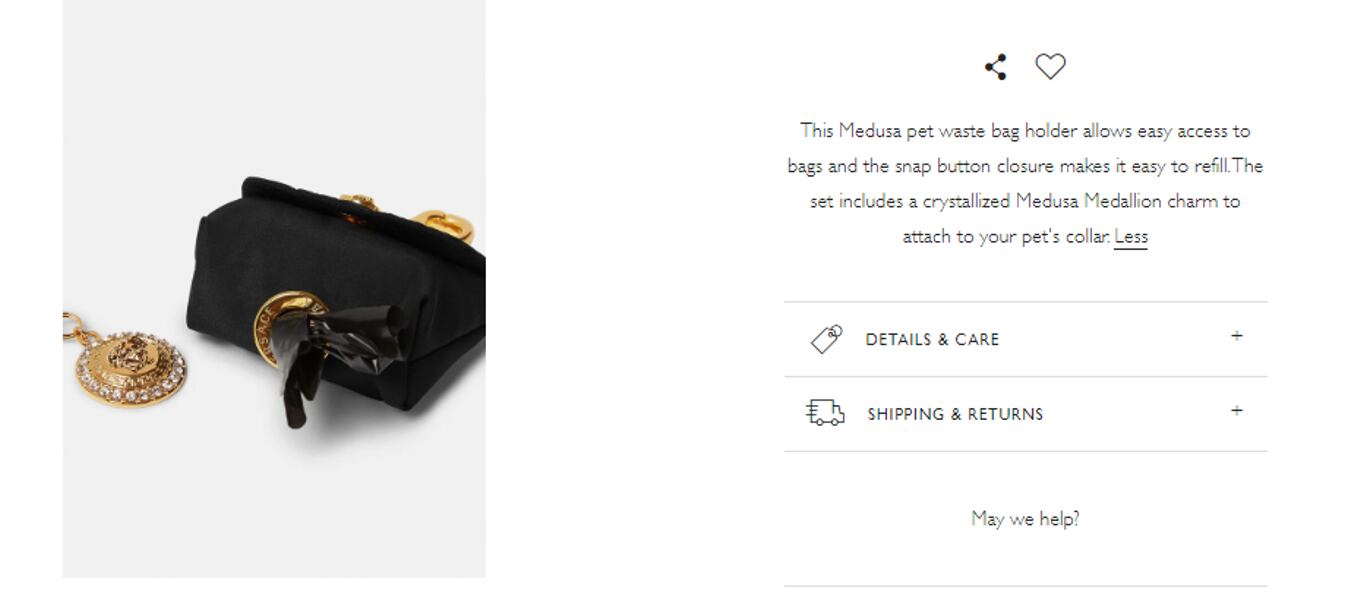 Versace, bolsas de excrementos de perros