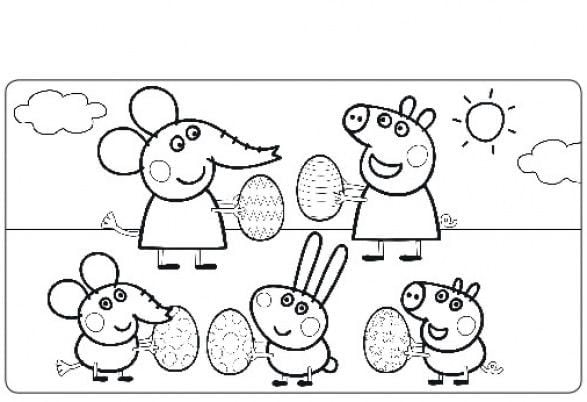 Dibujos de Peppa Pig de Pascua para colorear antes de Semana Santa