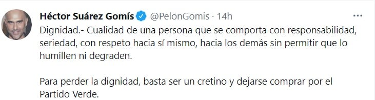 Héctor Suárez Gomís criticó a celeridades por apoyar al Partido Verde