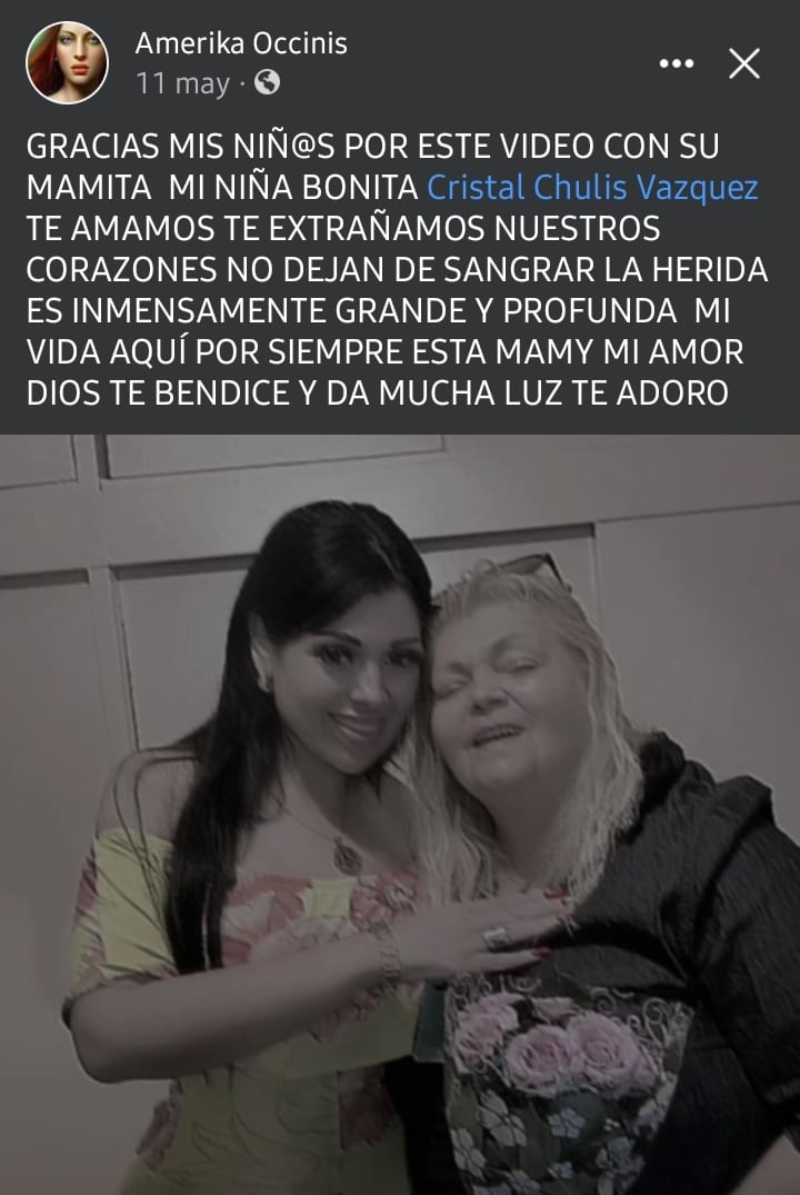 Muere la mamá de Cándida Cristal Vázquez