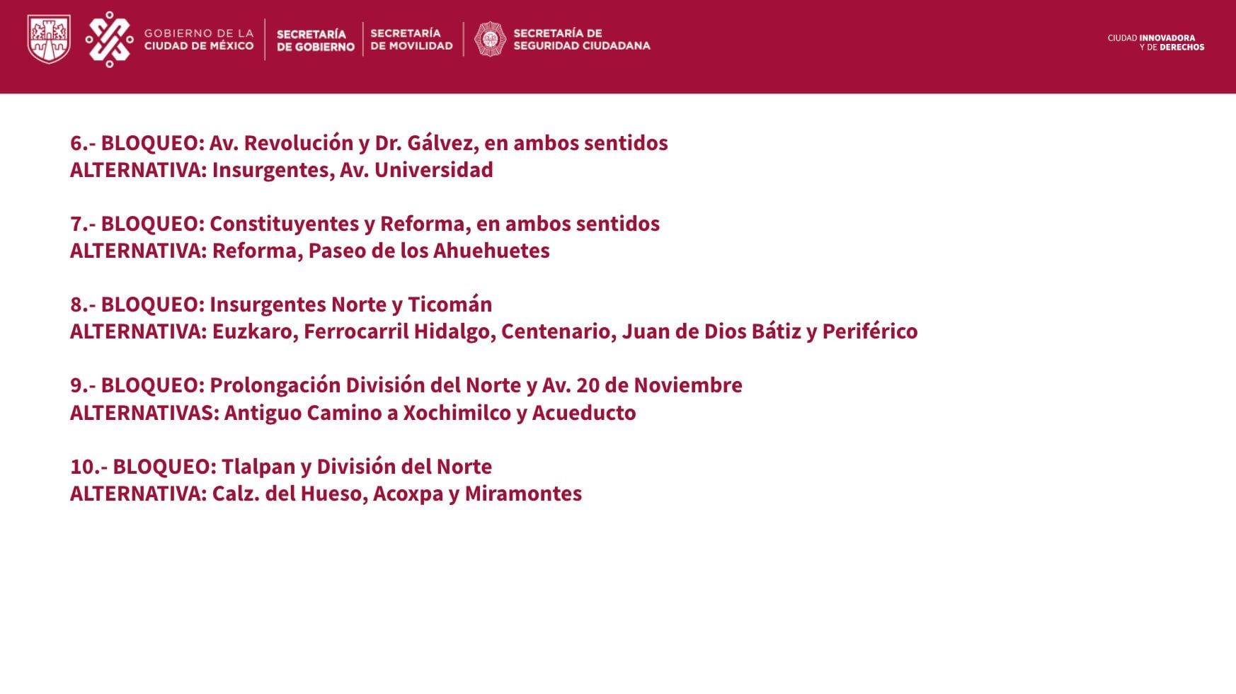 Bloqueos y alternativas viales en la CDMX por el paro de transportistas de este 2 de junio 2022/Secretaría de Movilidad de la CDMX