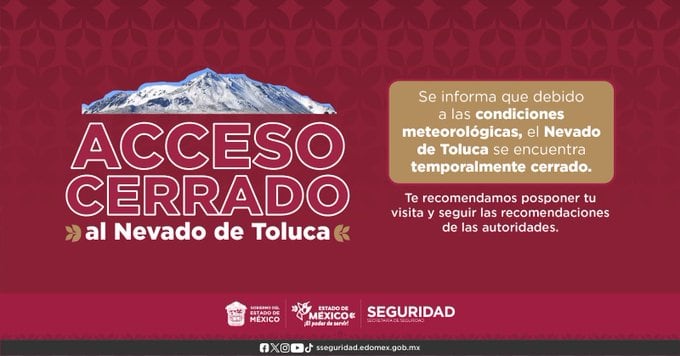 Cierran el acceso al Nevado de Toluca por mal clima