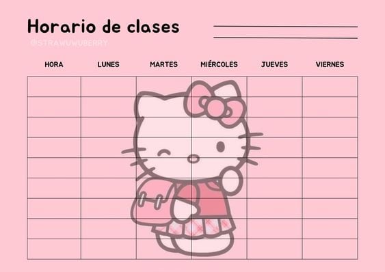 Horario escolar de Hello Kitty para imprimir