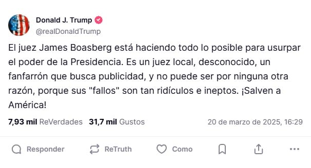 Donald Trump va contra Poder Judicial