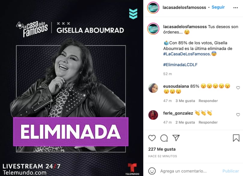 Gisella Aboumrad eliminada