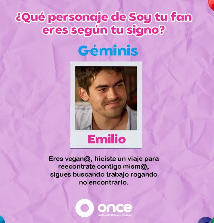 Personaje de 'Soy tu fan' según signo zodiacal
