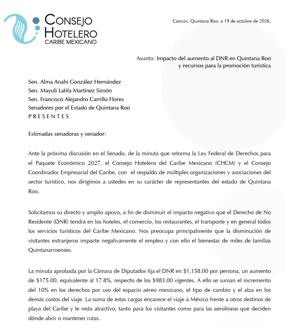 Aumento al DNR: hoteleros advierten pérdida de competitividad turística en México
