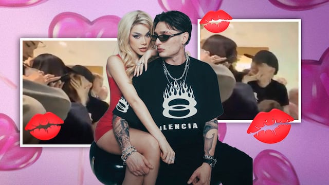 Peso Pluma y Kenia Os se besan en el Super Bowl 2025.