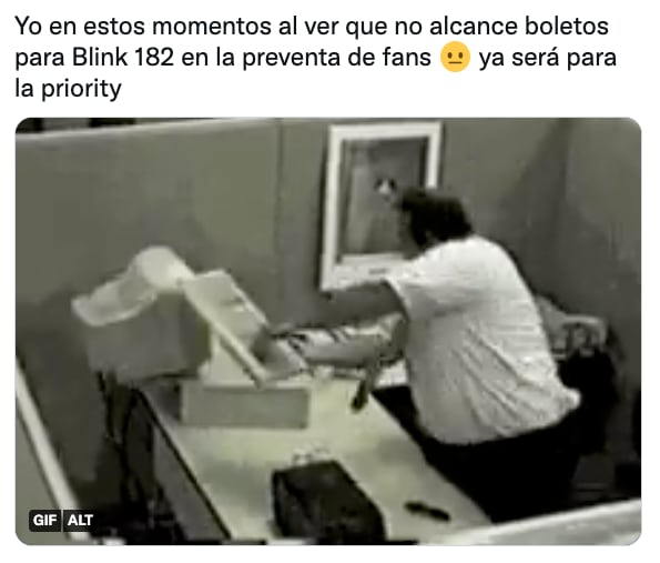 Meme por boletos agotados de Blink-182 en Ticketmaster