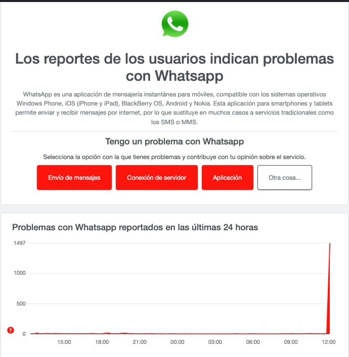 WhatsApp registra una caída este 3 de abril 2024