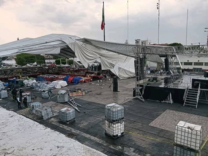 Feria del libro de Neza: fuerte viento tira domo instalado en Palacio Municipal y hay 5 heridos