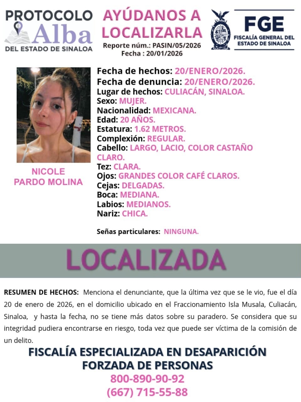 Fiscalía de Sinaloa confirma localización de la influencer La Nicholette