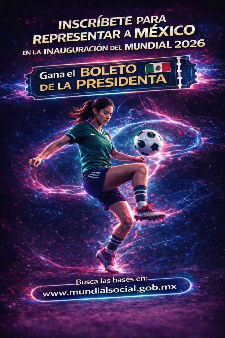 Claudia Sheinbaum invita a jóvenes mexicanas a ganar un boleto para el Mundial 2026.